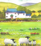 Spring Lambs, Welsh Farm - Original watercolour in 14 x 11'' Mount