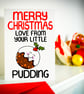 Christmas Card For Grandparnts, Godparents Funny Cute Christmas Pudding Card  - Image 2