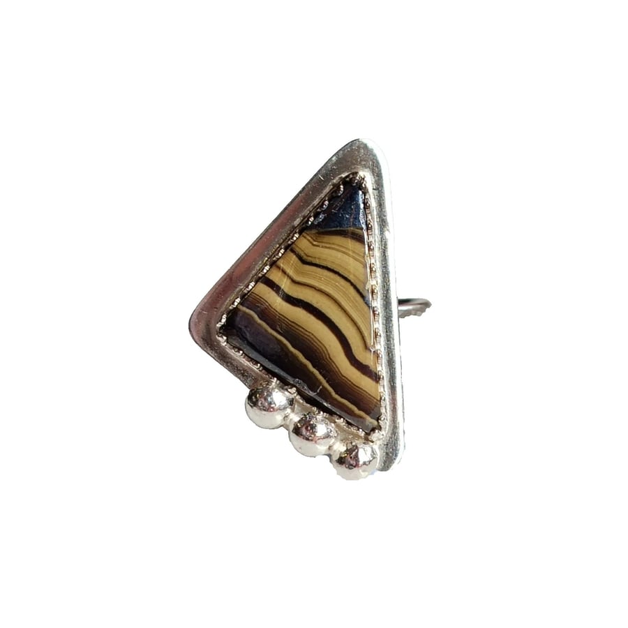 Schalenblende Adjustable Ring Sterling Silver Jewellery Gift Triangle Handmade