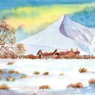 Cnicht in Winter Snow,  North Wales, Original Watercolour, in 14 x 11'' Mount