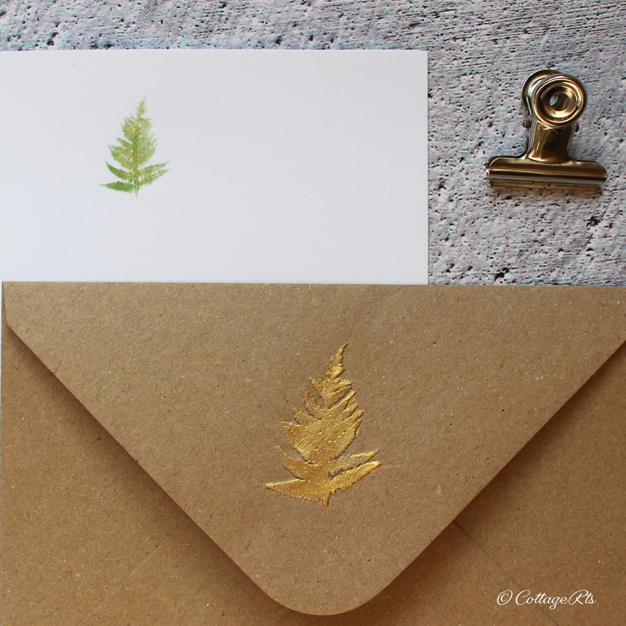 Fern Letter Writing Paper and Envelopes Hand Finished and Designed By CottageRts