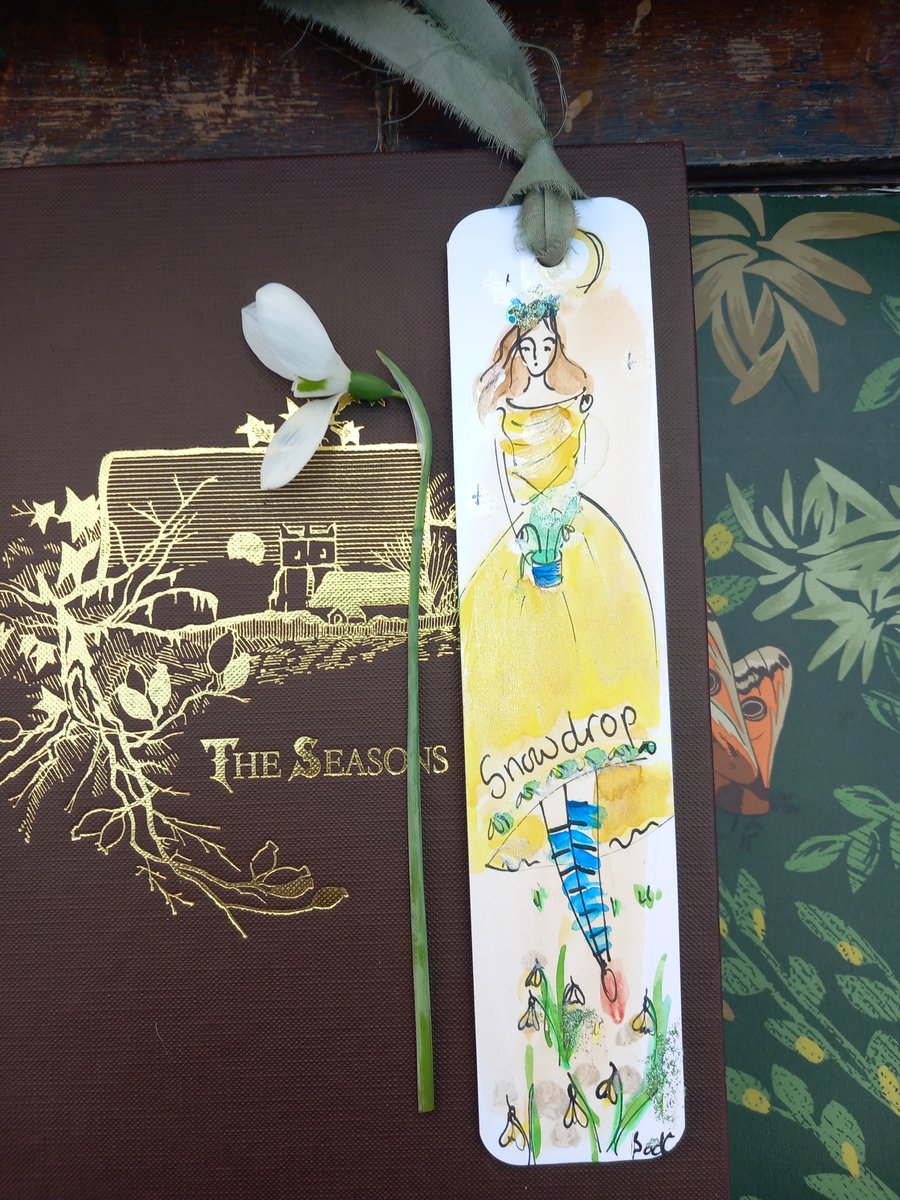Hand drawn book mark ' snowdrop  '