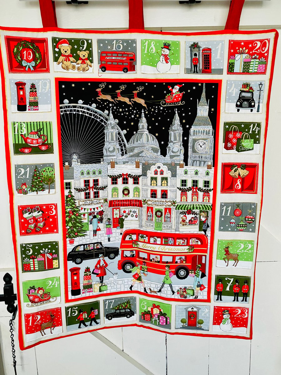 Reusable fabric advent calendar - London at Christmas 