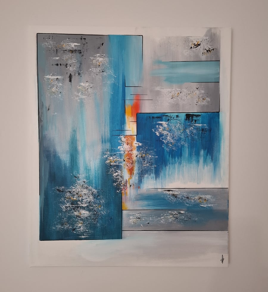 Original Abstract Acrylic Painting - Abstract Art – Turquoise Painting