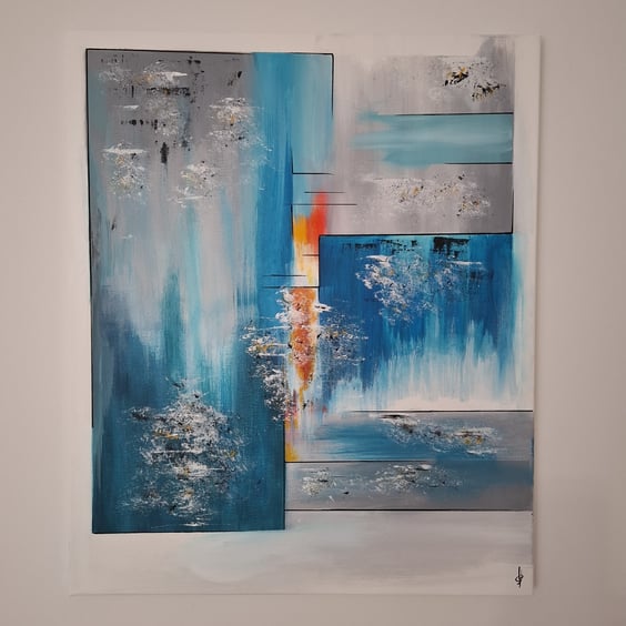 Original Abstract Acrylic Painting - Abstract Art – Turquoise Painting