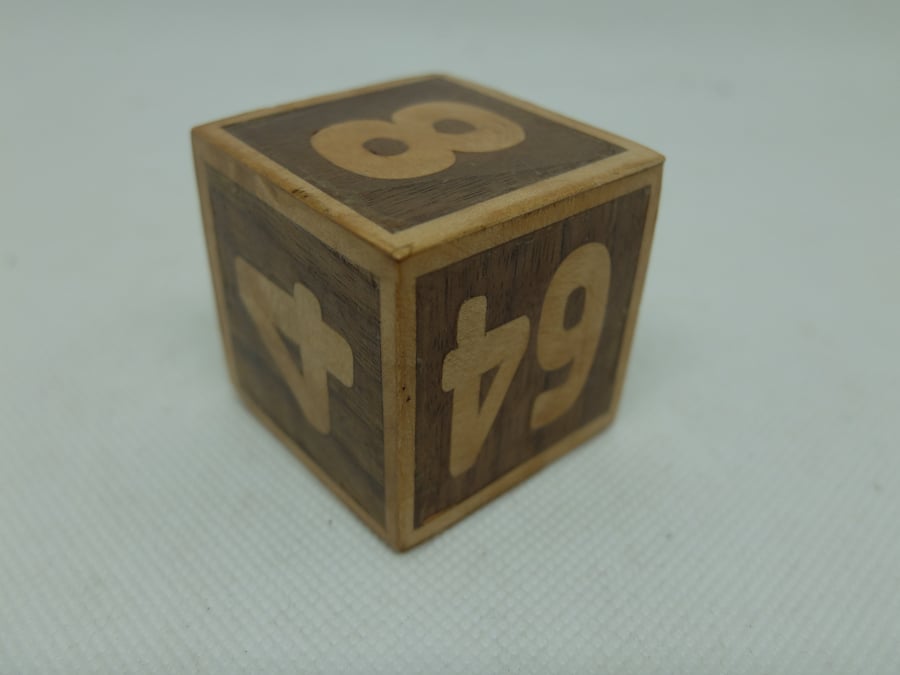 wooden doubling cube, hand-veneered