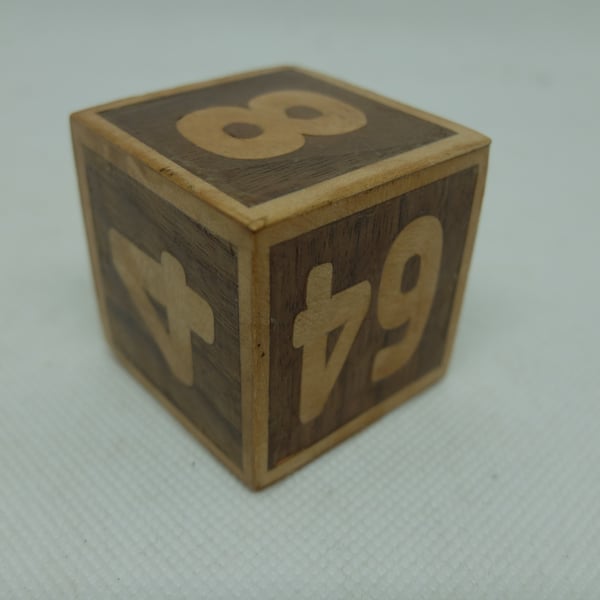 wooden doubling cube, hand-veneered