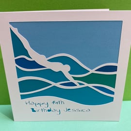 Swimming Birthday Card