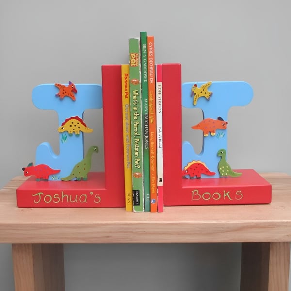 Wooden Initial Bookends for Boys