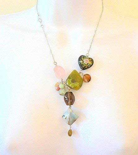 Agate and Rose Quartz Gemstones Necklace