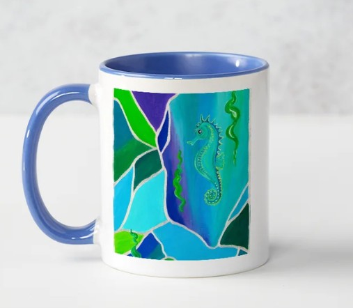 Mug. Printed both sides with the image from my painting 'Cool Waters'