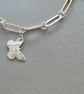 Sterling Silver 925 Artisan Flat Paperclip Bracelet with Charm - Image 8