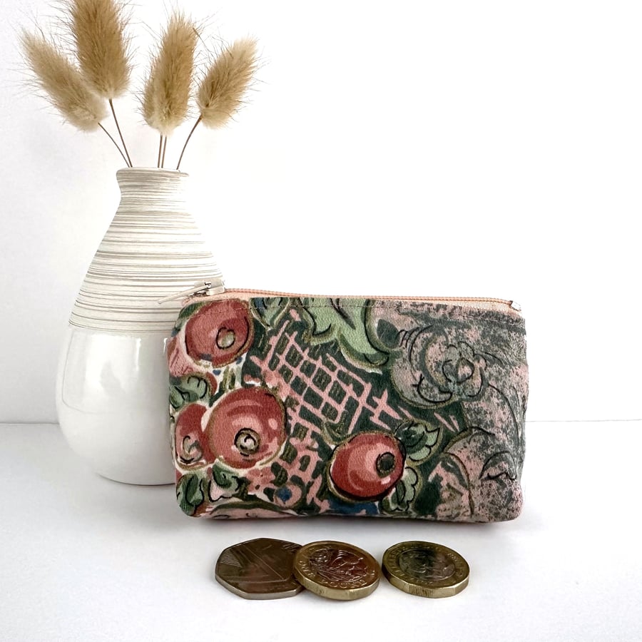 Pink Coin Purse with Seed Pods, Small Purse
