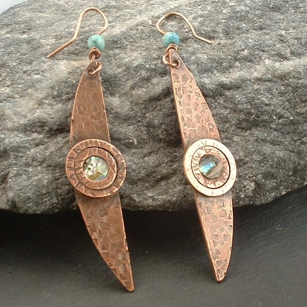 "Tribal" Rustic Copper Earrings