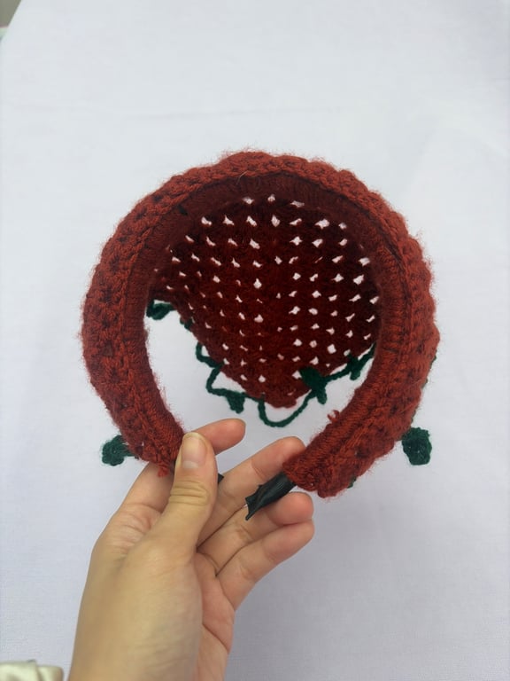 Handmade Crochet Strawberry Headband