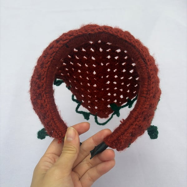 Handmade Crochet Strawberry Headband