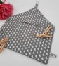 Peg bag small, sale, light grey and white sail boat cotton, carabiner clip.  - Image 2