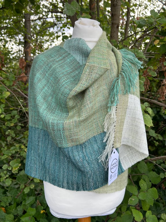 Handwoven luxurious shades of green scarf