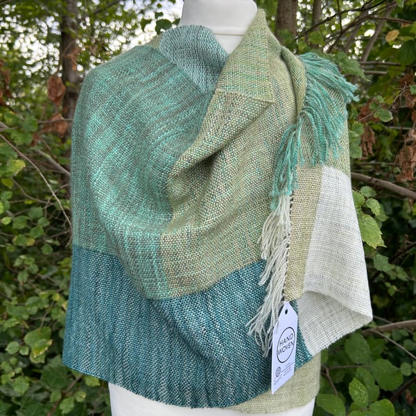 Handwoven luxurious shades of green scarf