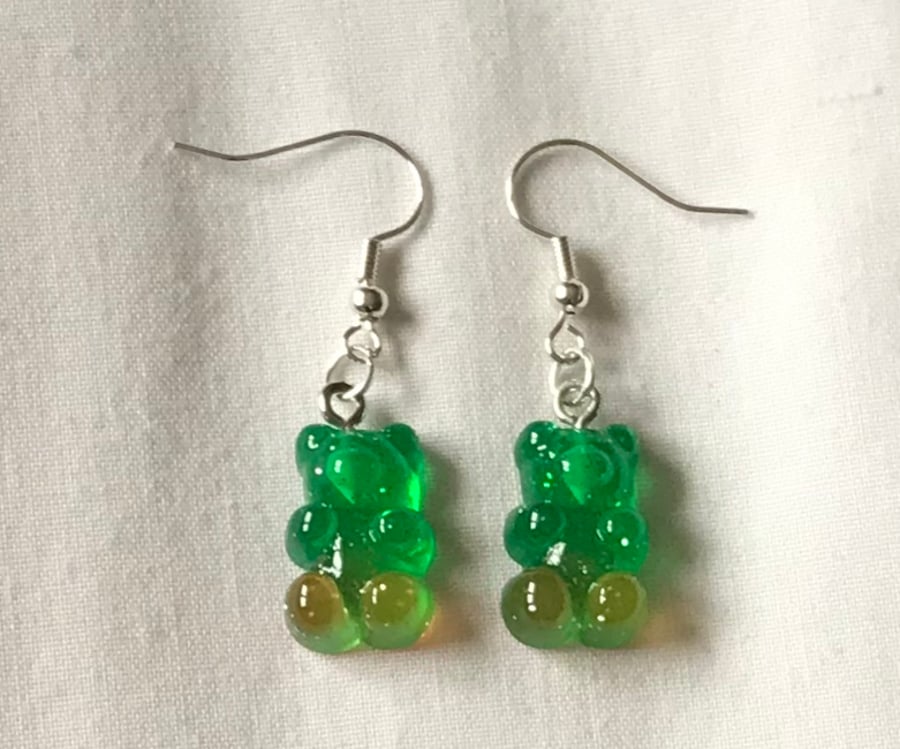 Meteor rock two toned gummy bear earrings 