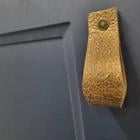 Hand Made Brushed Gold Leaf genuine leather Pull Handle