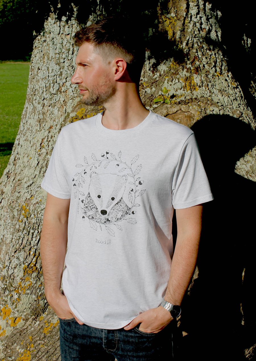 Organic 'Bertie the Badger' Mens T-shirt