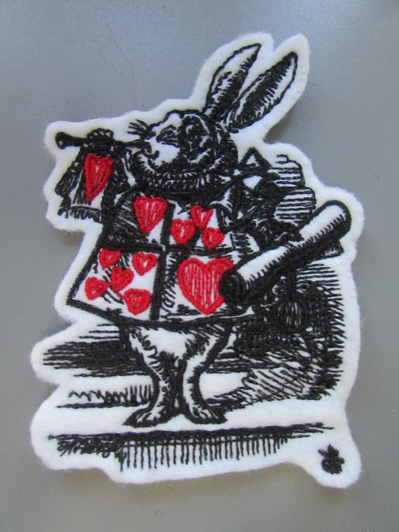White rabbit Embroidered Sew on Applique Patch