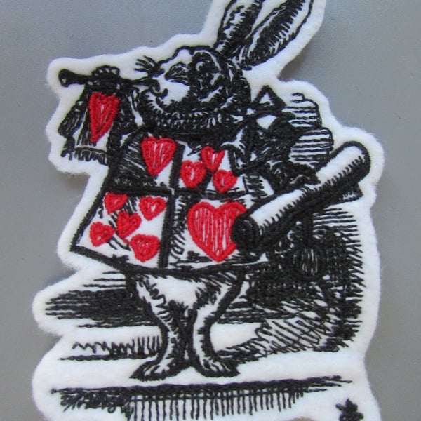 White rabbit Embroidered Sew on Applique Patch