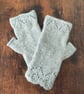 Hand Knitted Grey Lace Fingerless Gloves 