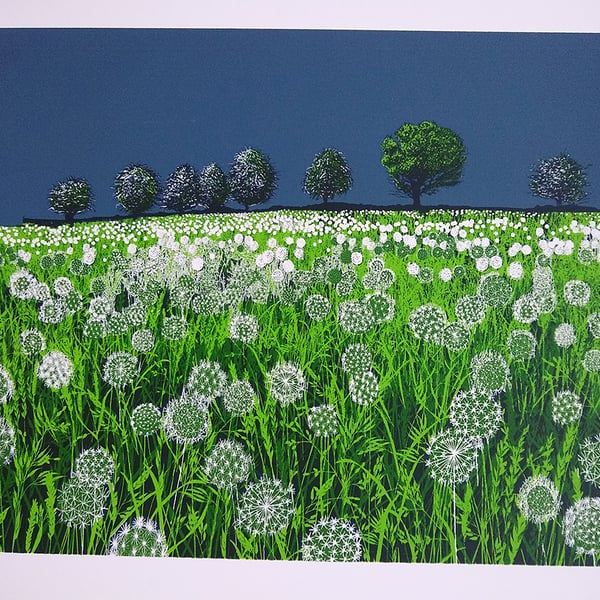 Dandelion Clocks original hand-pulled screen print