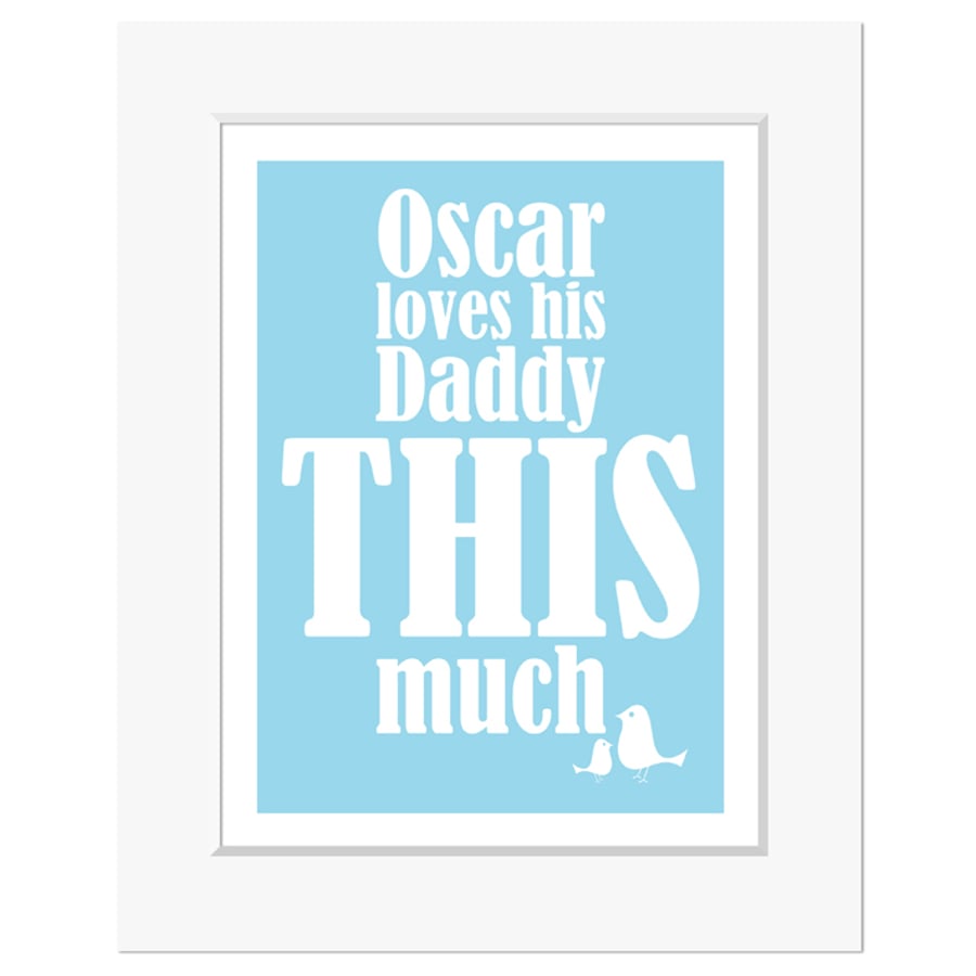 Love This Much: personalised print in blue
