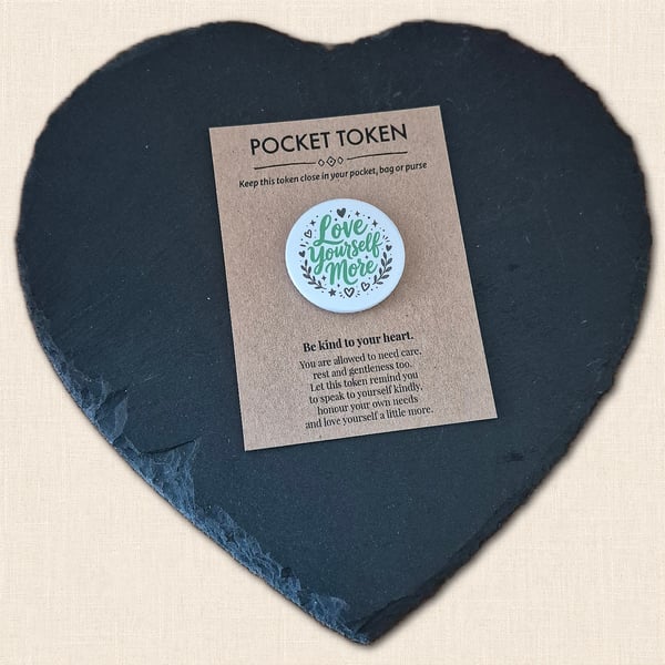 Love Yourself More Pocket Token - Little Reminder to Be Kind to Yourself