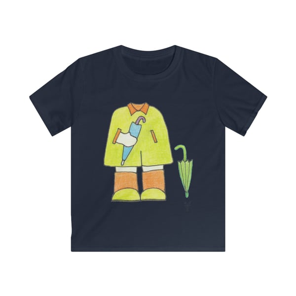 Rainy Days Mackintosh and Wellies Outfit Kids Softstyle Tshirt by Bikabunny fun 