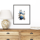 Blue & cream flowers A4 print - Frame not included