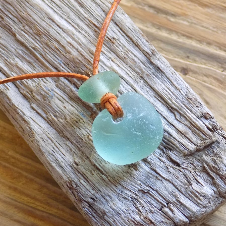genuine sea glass 'chunky' adjustable pendant