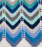 Shades of blue grey and aqua baby blanket, hand knitted in cotton yarn. - Image 5