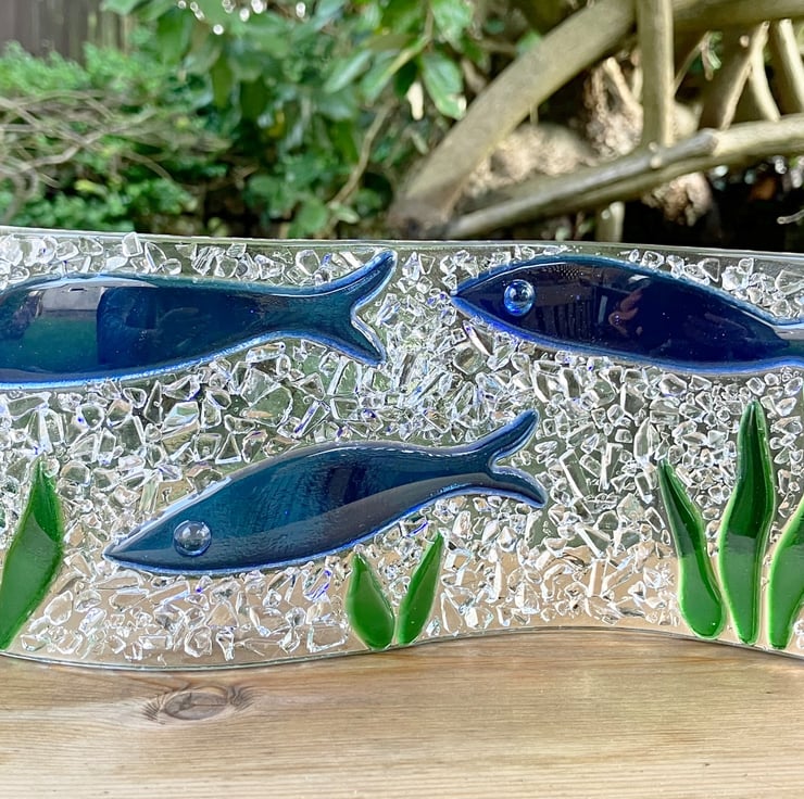 Fused Glass Freestanding Curved Panel with a Fi... Folksy