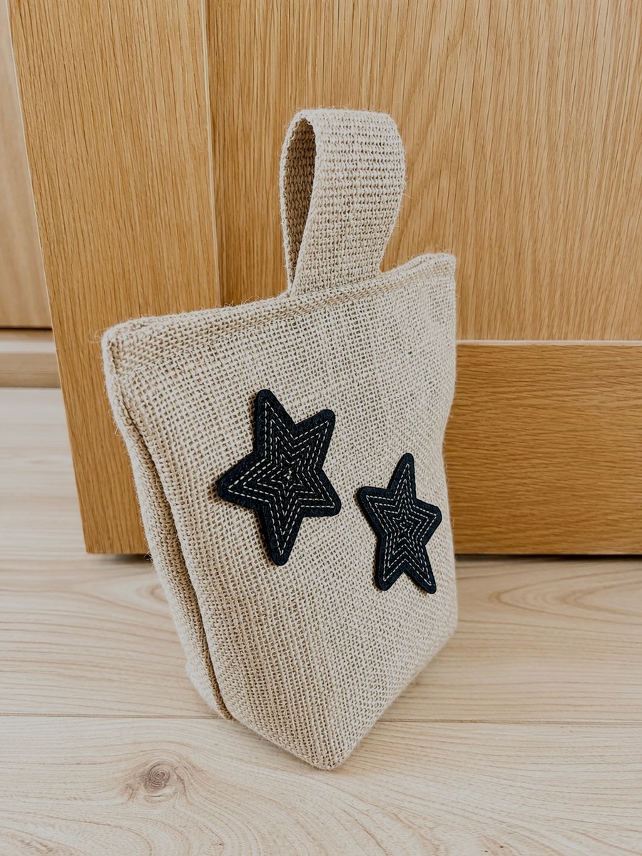 Handmade Jute Door Stop, Rustic Doorstop with Handle, Natural Fabric Door Stop, 