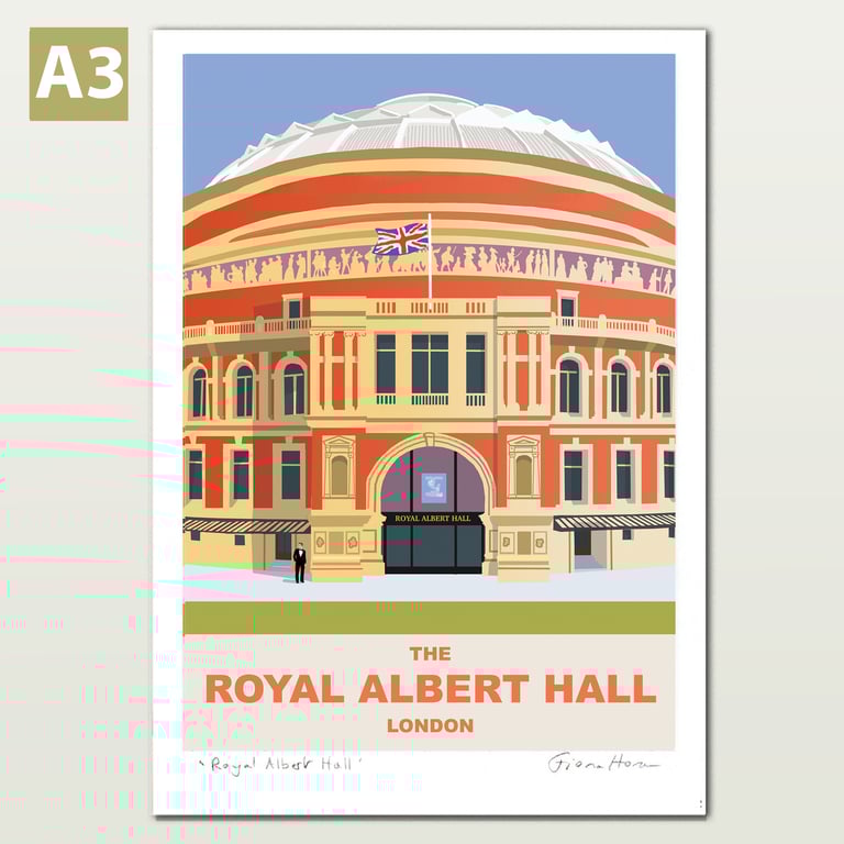 Royal Albert Hall, London, retro style travel poster A3