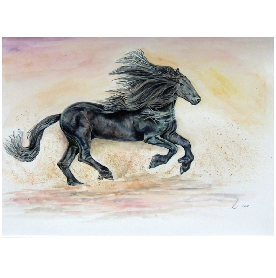 BLACK-HORSE horse-black-friesian-Contemporary anim