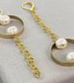 Gold Asymmetrical Cultured Pearl Dangle Earrings - Image 5
