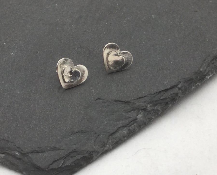 Heart Studs in Sterling Silver