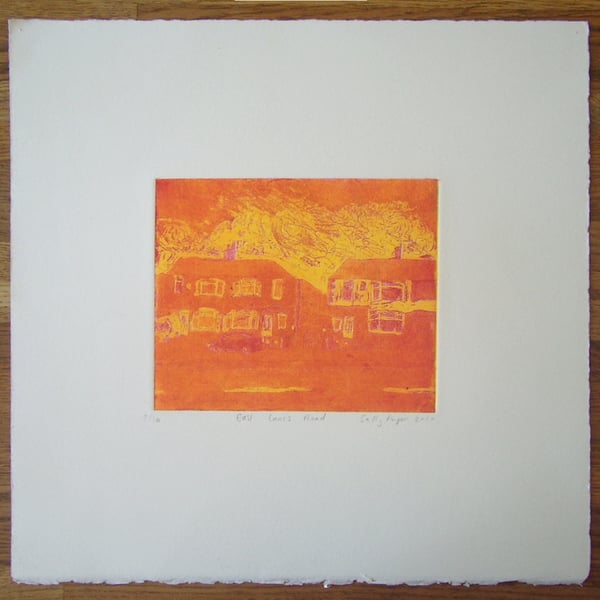 East Lancs Road, Salford colour etching of houses