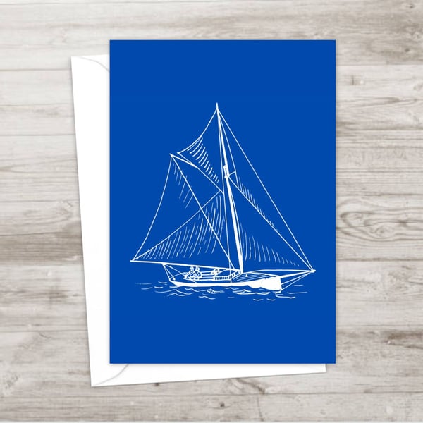 Sailing Yacht Greeting Card: Boat Lover Birthday Card (701)
