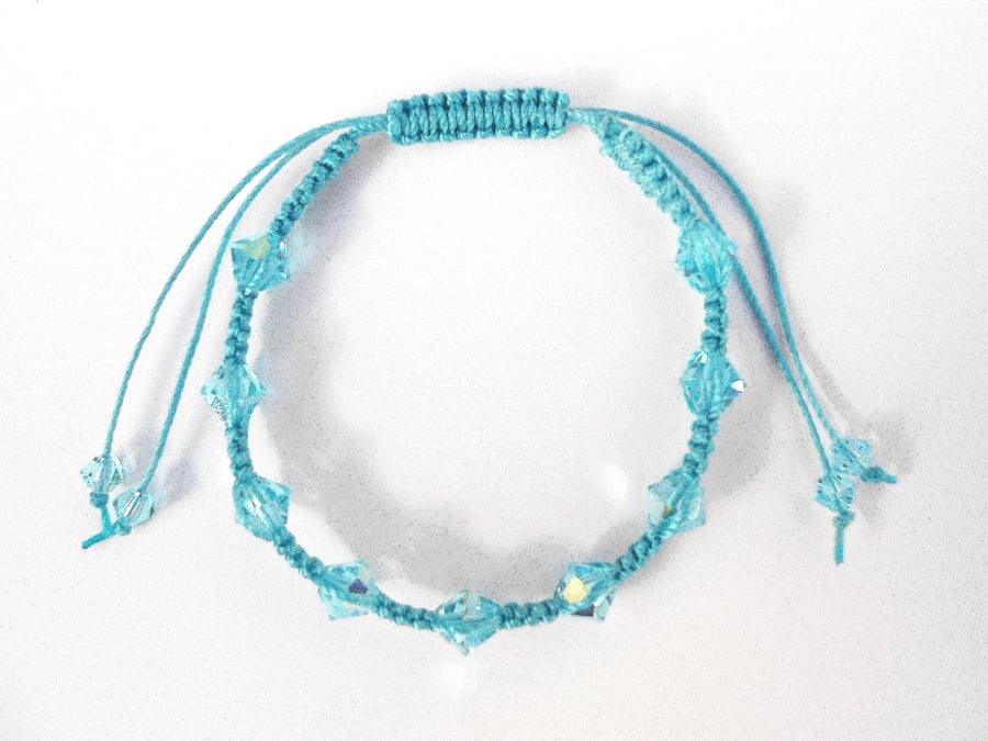 For March Birthday Macramé Aquamarine Bracelet 