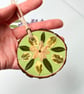 Real Pressed Leaves Autumnal Wood Slice – Hand Painted Rustic Hanging Décor - Image 4