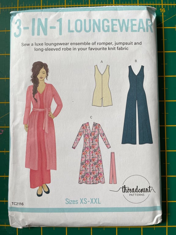 Jumpsuit Romper Robe Loungewear Sewing Pattern Size XS - XXL Threadcount Pattern