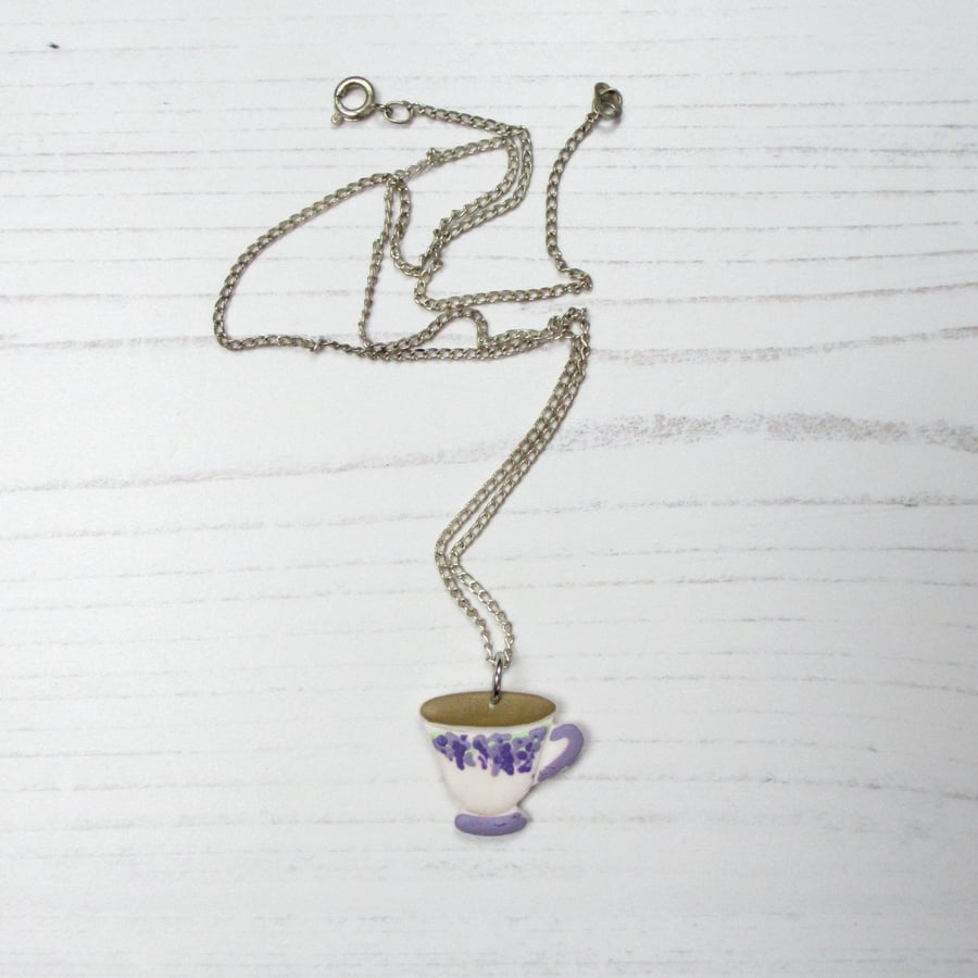 Bridgerton inspired Wisteria Teacup necklace