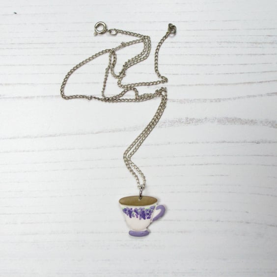 Bridgerton inspired Wisteria Teacup necklace