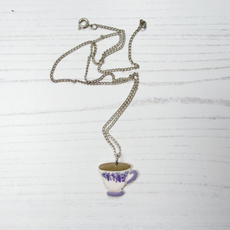 Bridgerton inspired Wisteria Teacup necklace